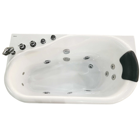 Eago 5Ft White Acrylic Corner Whirlpool Bathtub - Drain on Left AM175-L